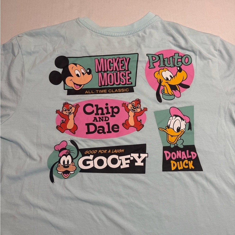 Disney Mickey Mouse Character Tee, Light Blue Pocket T-Shirt, XXL‎ #1005 - Picture 2 of 7